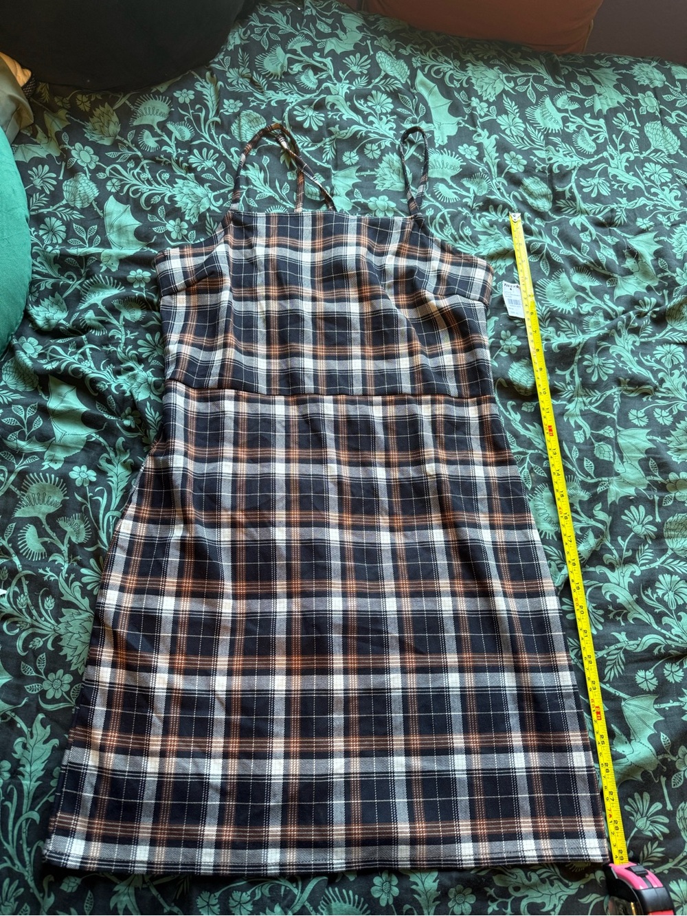 Full Tilt Plaid Mini Dress in Navy, White & Brown